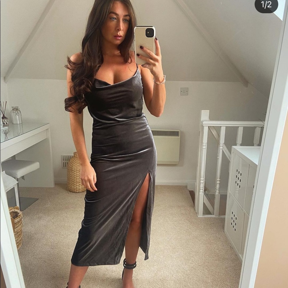 Zara velvet dress with side slit